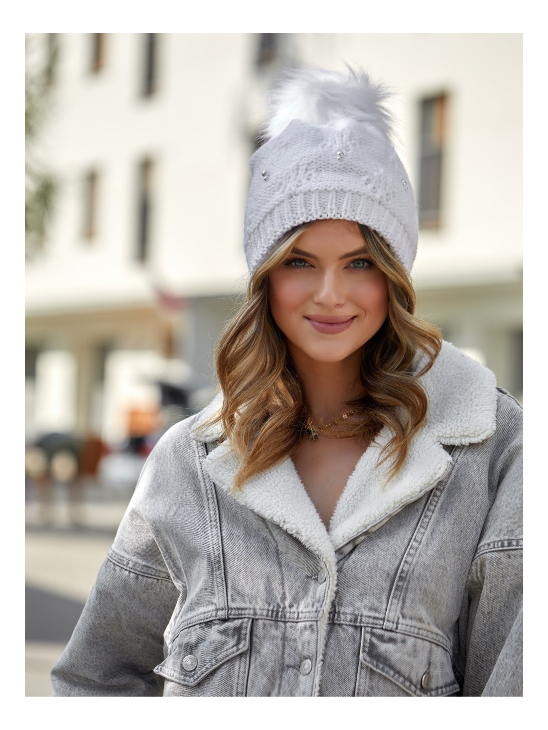 White winter hat C8 - Online store - Boutique